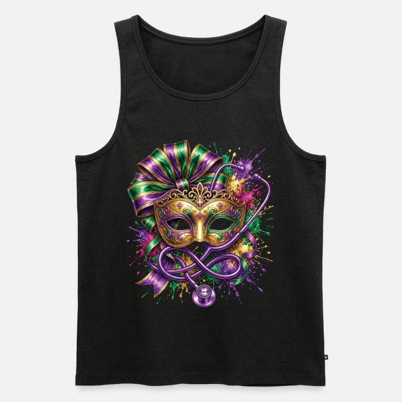 Mardi Gras Krankenschwester-Doktor-Maske - Männer Premium Bio Tank Top - Schwarz