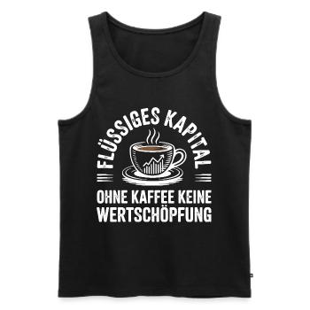 Liquid Capital - Funny Coffee Office Design - Men's Premium Organic Tank Top - black - Front - AI Model Male 178 light (178cm)