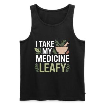 Herbalist I Take My Medicine Leafy Professional  - Men's Premium Organic Tank Top - black - Front - AI Model Male 178 light (178cm)