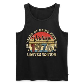 Vintage Vintage 1976 – 50th Anniversary - Men's Premium Organic Tank Top - black - Front - AI Model Male 178 light (178cm)