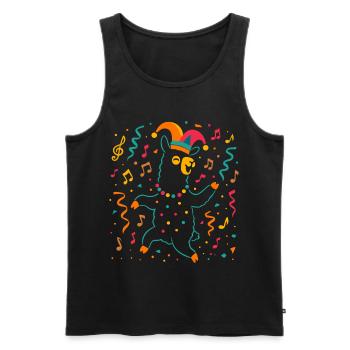 Dancing Carnival Alpaca with Jester's Cap - Men's Premium Organic Tank Top - black - Front - AI Model Male 178 light (178cm)