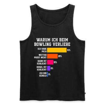 Warum ich beim Bowling verliere Bowling - Männer Premium Bio Tank Top - Schwarz - Vorne - AI Model Male 178 light (178cm)