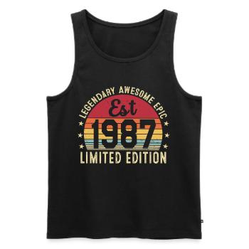 39th Anniversary 1987 Gift 39 Years, Vintage 1987 - Men's Premium Organic Tank Top - black - Front - Michal (187cm)