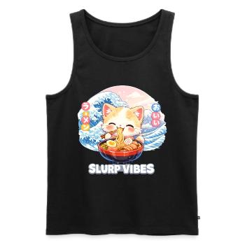 Ramen Cat Kanagawa Pastel - Men's Premium Organic Tank Top - black - Front - AI Model Male 178 light (178cm)