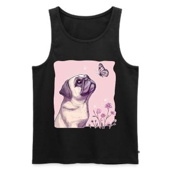 Carlin avec papillon - Débardeur bio Premium Homme - noir - Devant - Michal (187cm)