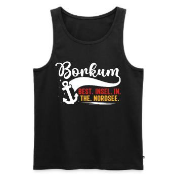 BORKUM BEST INSEL IN THE NORDSEE Fun - Men's Premium Organic Tank Top - black - Front - Michal (187cm)