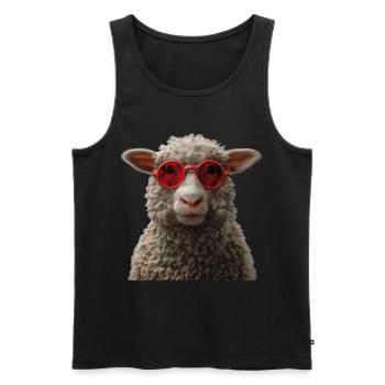 Schaf mit Sonnebrille - Männer Premium Bio Tank Top - Schwarz - Vorne - AI Model Male 178 light (178cm)