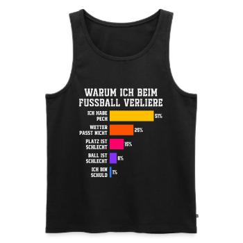 Pourquoi je perds au football Football - Débardeur bio Premium Homme - noir - Devant - AI Model Male 178 light (178cm)