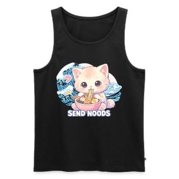 Ramen Katze Kanagawa - Männer Premium Bio Tank Top - Schwarz - Vorne - Michal (187cm)