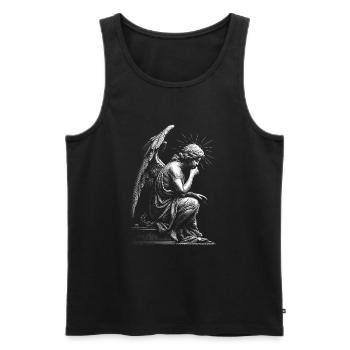 Engel Silhouette Gravur - Männer Premium Bio Tank Top - Schwarz - Vorne - AI Model Male 178 light (178cm)