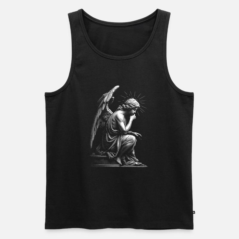 Engel Silhouette Gravur - Männer Premium Bio Tank Top - Schwarz