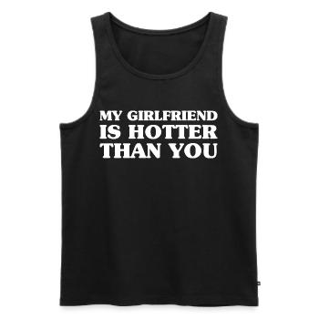 Meine Freundin ist heißer als du – Valentinstag - Männer Premium Bio Tank Top - Schwarz - Vorne - AI Model Male 178 light (178cm)