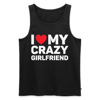 Ich liebe das Valentinstagsgeschenk meiner verrückten Freundin - Männer Premium Bio Tank Top - Schwarz - Vorne - Michal (187cm)