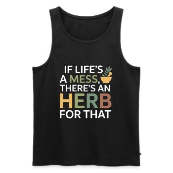 Zertifizierte klinische botanische Spezialistenbekleidung - Männer Premium Bio Tank Top - Schwarz - Vorne - Michal (187cm)