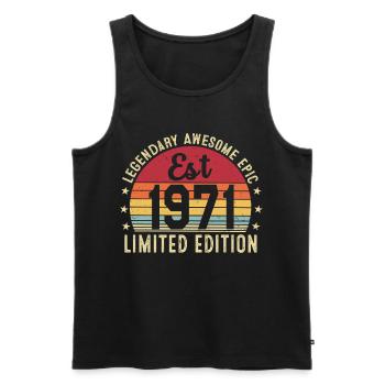 55th Anniversary - Vintage Gift 1971 - Men's Premium Organic Tank Top - black - Front - AI Model Male 178 light (178cm)