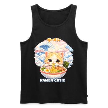 Kawaii Cats Ramen Nouilles Japon Ukiyo-E Rétro - Débardeur bio Premium Homme - noir - Devant - Michal (187cm)