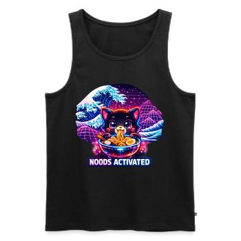 Ramen Nudeln Katzenliebhaber Retro Kawaii Katzen - Männer Premium Bio Tank Top - Schwarz - Vorne - Michal (187cm)