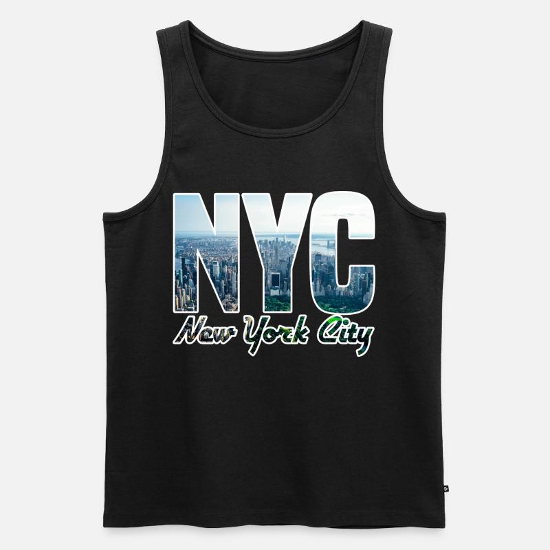NYC Skyline Blockbuchstaben - Männer Premium Bio Tank Top - Schwarz