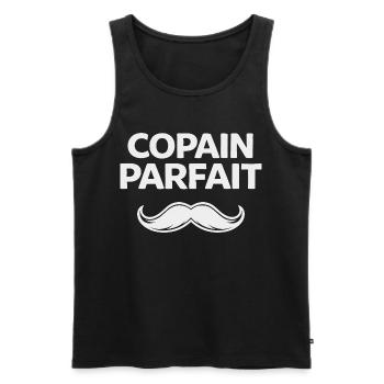 Copain parfait humour cadeau homme moustache - Débardeur bio Premium Homme - noir - Devant - Michal (187cm)