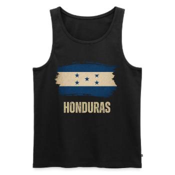 Drapeau du grunge hondurais, j’adore le Honduras - Débardeur bio Premium Homme - noir - Devant - AI Model Male 178 light (178cm)