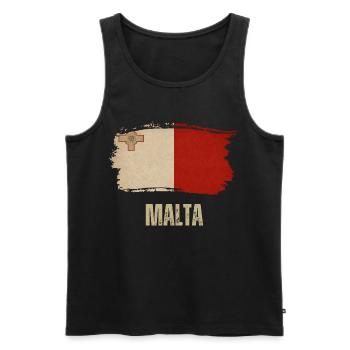 Drapeau grunge maltais, j’adore Malte - Débardeur bio Premium Homme - noir - Devant - AI Model Male 178 light (178cm)