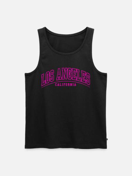 Los Angeles Neon Pink Lettering - Men's Premium Organic Tank Top - black
