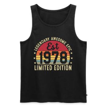 48th Anniversary - Vintage Gift 1978 - Men's Premium Organic Tank Top - black - Front - AI Model Male 178 light (178cm)