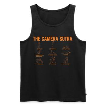 Le Sutra de la caméra – Design du photographe drôle - Débardeur bio Premium Homme - noir - Devant - AI Model Male 178 light (178cm)
