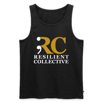 Emblème du Collectif Résilient - Débardeur bio Premium Homme - noir - Devant - Michal (187cm)