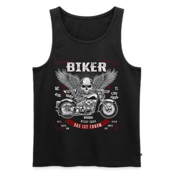 Biker werden nicht grau - Das ist Chrom - Männer Premium Bio Tank Top - Schwarz - Vorne - Michal (187cm)