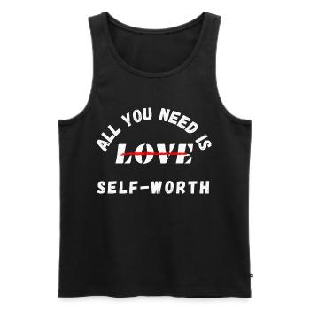 Tout ce dont vous avez besoin, c’est de votre estime de soi – santé mentale - Débardeur bio Premium Homme - noir - Devant - AI Model Male 178 light (178cm)