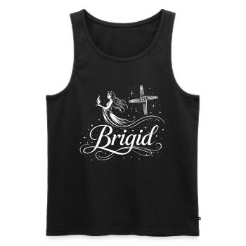 Imbolc Brigid & Flame - Symbol & Cross - Men's Premium Organic Tank Top - black - Front - AI Model Male 178 light (178cm)