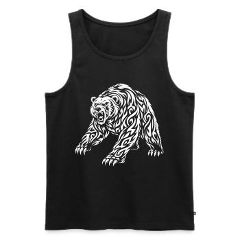 Motif grizzli tribal – Ours sauvage - Débardeur bio Premium Homme - noir - Devant - AI Model Male 178 light (178cm)