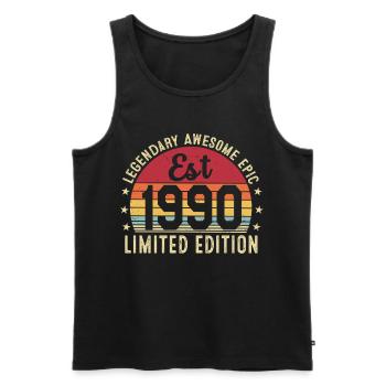 36th Anniversary - Vintage 1990 Gift - Men's Premium Organic Tank Top - black - Front - AI Model Male 178 light (178cm)