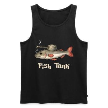 Fish Tank – Funny Fish Word Game - Men's Premium Organic Tank Top - black - Front - AI Model Male 178 light (178cm)
