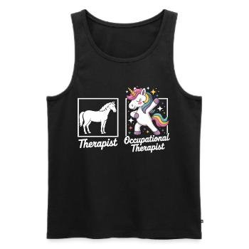 Einhorn Ergotherapie Flair - Männer Premium Bio Tank Top - Schwarz - Vorne - AI Model Male 178 light (178cm)