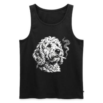 Smoking Goldendoodle : Drôle de dessin de mème de chien - Débardeur bio Premium Homme - noir - Devant - Michal (187cm)