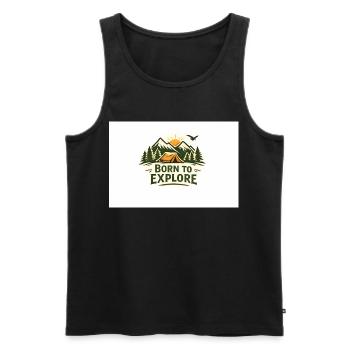 Born to Explore Outdoor Abenteuer - Männer Premium Bio Tank Top - Schwarz - Vorne - AI Model Male 178 light (178cm)