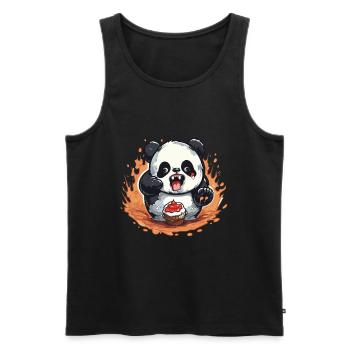 Panda Fire Cupcake Cartoon - Men's Premium Organic Tank Top - black - Front - AI Model Male 178 light (178cm)