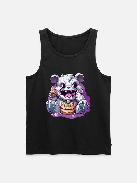Cute panda monster with candy - Men's Premium Organic Tank Top - black