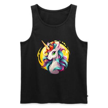 Rainbow Unicorn in Sonnencircle - Men's Premium Organic Tank Top - black - Front - AI Model Male 178 light (178cm)