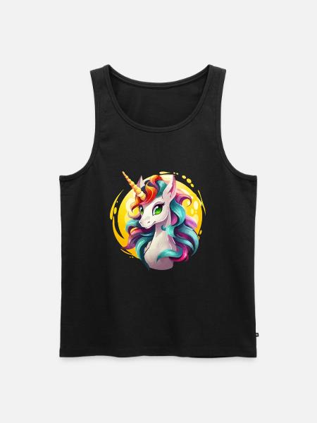 Regenbogenunicorn in Sonnencircle - Männer Premium Bio Tank Top - Schwarz
