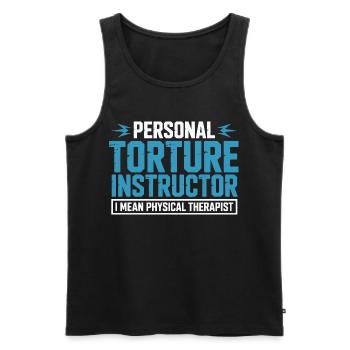 Personal Torture Instructor – Physiotherapy - Men's Premium Organic Tank Top - black - Front - AI Model Male 178 light (178cm)