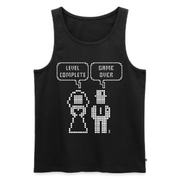 Niveau Terminé – Game Over (Mariage Enterrement de Vie de Garçon Pixel W) - Débardeur bio Premium Homme - noir - Devant - Michal (187cm)