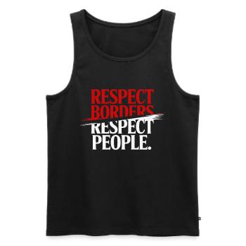 Respecter les frontières Respecter les gens - Groenland - Débardeur bio Premium Homme - noir - Devant - Michal (187cm)