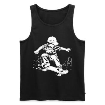 Kleiner Skater - Männer Premium Bio Tank Top - Schwarz - Vorne - AI Model Male 178 light (178cm)