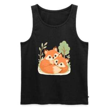 Süßes Fuchs Pärchen im Wald - Männer Premium Bio Tank Top - Schwarz - Vorne - AI Model Male 178 light (178cm)