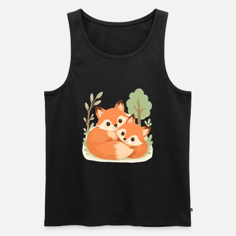 Süßes Fuchs Pärchen im Wald - Männer Premium Bio Tank Top - Schwarz