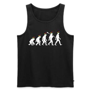 Homo Carnival | Évolution des Fous, Engraissé - Débardeur bio Premium Homme - noir - Devant - AI Model Male 178 light (178cm)