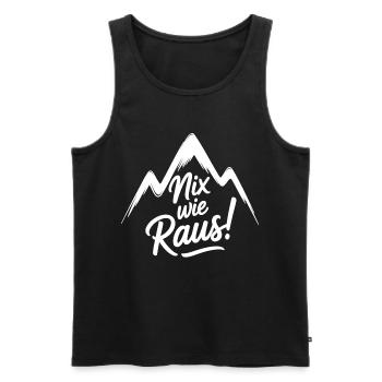 Sortons d’ici – la liberté dans les montagnes - Débardeur bio Premium Homme - noir - Devant - Michal (187cm)